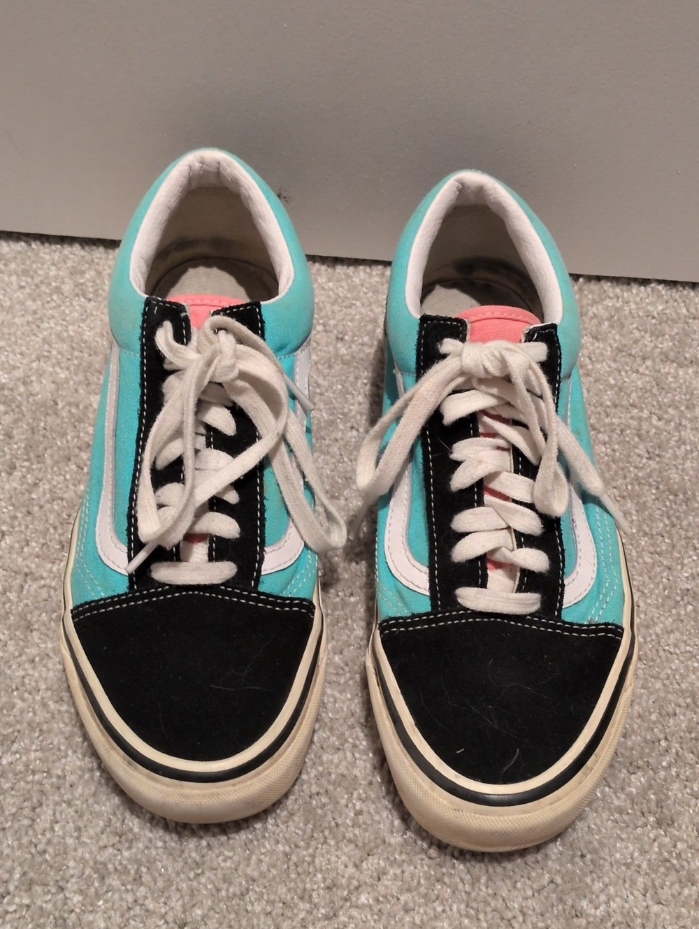 Vans Low-Top Sneakers in Aqua, Black & Pink Accent